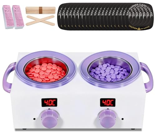 Dual Wax Heater with Electronic Display Screen, 2x500ml Double Wax Pot, 220W Wax Heater for Hair Removal With Adjustable Temperature, Ideal for Home, Barber, Salon Use