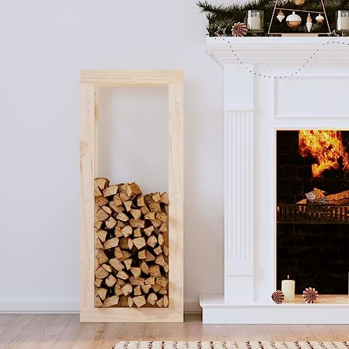 Ziaphsol Estantería para leña de madera de pino maciza, 41 x 25 x 100 cm, soporte para leña para horno, almacenamiento, almacenamiento junto a chimenea y estufa de leña en interiores y jardines