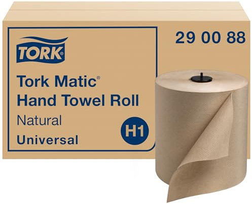 Tork Matic Advanced Lot de 6 rouleaux de papier essuie-mains H1, essuie-mains en papier 290089, 100% fibre recyclée, haute capacité 1 pli, naturel