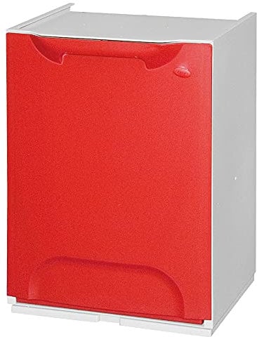 Art Plast ECO-LOGICO Papelera reciclaje en polipropileno color rojo, con depósito en el interior, 20 litros, 47x34x29