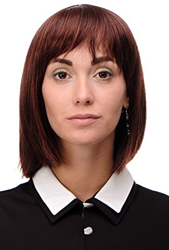 WIG ME UP - 7803-3003 Sexy Wig Perücke Page Bob Braun Rotbraun Mahagoni-Mittelbraun-Mix glatt Frauenperücke Bobfrisur 25 cm