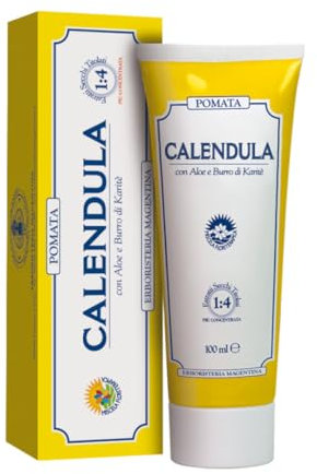 Erboristeria Magentino Calendula Pomata 100 ml - In caso di Scottature Generali o Solari, Lesioni Cutanee, Screpolature di Mani e Gambe e per Trattare le Pelli più Sensibili