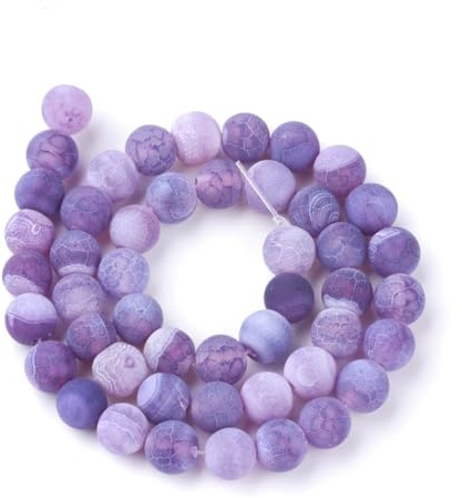 Purple Cracked Agate Beads Plain Round 8mm Frosted Strand of 45+