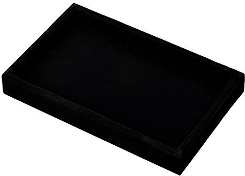 Mogoko Schmucktablett Schmucklade Leere Ring Schmuck Halter aus Samt Schmucksache-Anzeigen Schmuckdisplay Schmuckaufbewahrung 22,75cmx14,5cmx2,9cm (Schwarz)