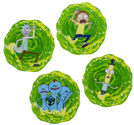 Rick and Morty 3D Drink Coasters-Set of 4 Untersätzer, Kork, Mehrfarbig, 8,6 x 9,1 cm