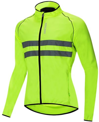 WOSAWE Herren Damen Fahrradjacke Leicht Atmungsaktiv Reflektierende Radweste Winddicht Sportbekleidung (B5 Grün Jacke, XXL)