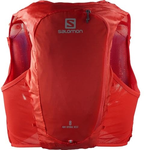 Salomon Adv Hydra Vest 8 unisex Hydrationsweste Trail running Wandern MTB, Komfort und Stabilität, Schneller Zugriff auf Flüssigkeitszufuhr, Einfaches Design, Rot, S