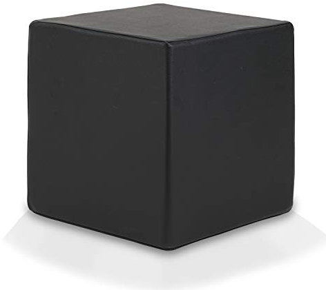 Ecopuf Cube - Sitzhocker Hocker Kunstleder Lederimitat Sitzbox Quader Würfel Pouf Ottomane Fußbank für's Wohnzimmer Wohneinrichtung 40x40x40 cm Faber Schwarz E14