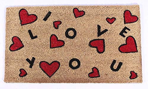 Decorative Coir Entrance Door Mat I love you, hearts 70 cm x 40 cm
