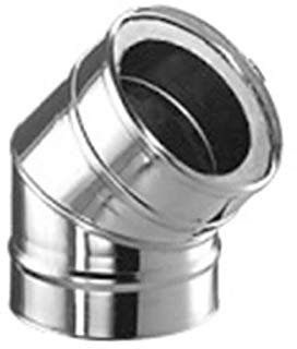 DW Complete Bogen 45° 130mm 25mm Dämmung Ofenrohr Rauchrohr Kaminrohr Doppelwandig Edelstahlschornstein Isoliert gedämmt Knie
