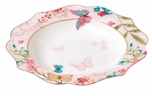 YBKTEX Ceramic Plate- Butterfly Design (Pink (8.5inches Deep Plate))