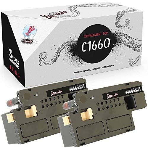 Squuido 2 Schwarz Tonerkartuschen 593-11130 kompatibel mit Dell C1660w | Hohe Reichweite 1250 Seiten