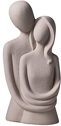Uziqueif Moderne Skulptur Paar Deko Figur - Stilvolles Symbol Für Liebe Und Zuneigung Aus Keramik - Abstrakte Kunstverzierung - Deko Gut Als Geschenk-Idee Geeignet,Grau,Couple Statue A