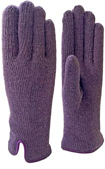 CLASSE77 - Guanti in Lana foderati in Cashmere con bordi in pelle - Donna - Artigianali - Made in Italy (Viola)