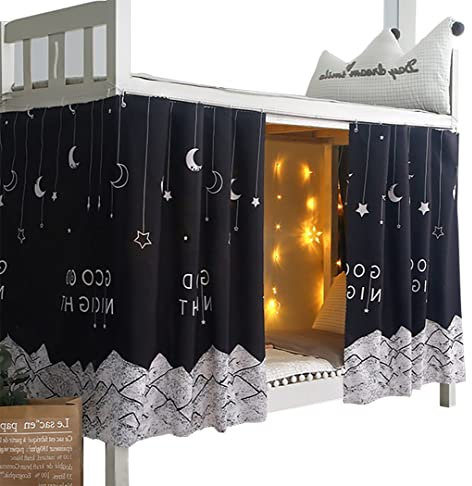 Teanea Unterbettvorhänge mit Sichtschutz, Unterbettvorhänge für niedriges Hochbett, Doppelbett, 2 Paneele, Mond