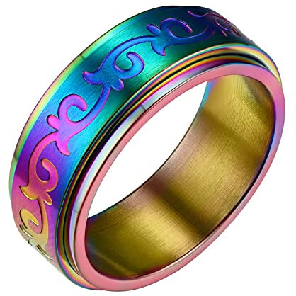 FindChic herren damen Bandring drehbarer Spinner Fingerring Keltischer Knot Mond Fingerring drehbarer Meditationsring mit Geschenkebox für Freundin Ehefrau