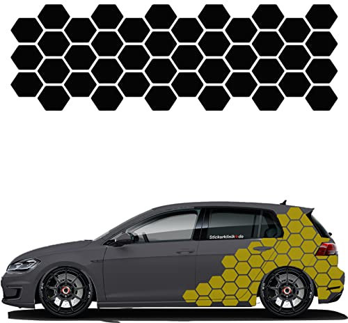 1A Style Sticker Auto Waben Aufkleber Autodekor KFZ Seitenaufkleber Camper Wohnwagen Premiumfolie (Gold-Metallic)