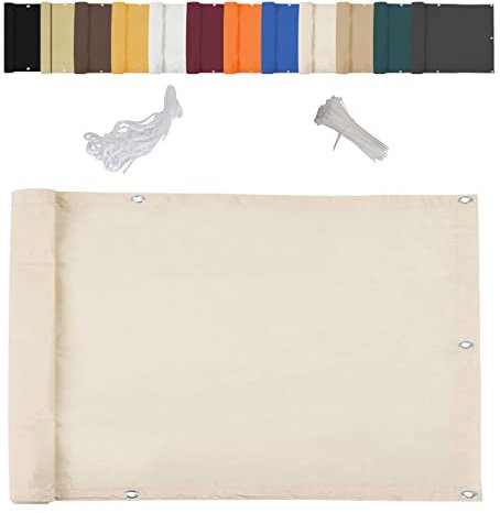Linmssd Brise Vue pour Balcon, Toile de Balcon, aux intempéries et Facile d'entretien, Non-tissé Opaque,œillets en Aluminium, pour Jardin Extérieur avec Balcon - CrèMe 80x100cm