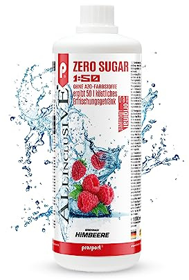 Prosport Allinclusive® Himbeere 1000ml – ZERO SUGAR Sirup mit Vitaminen – Premium Getränkekonzentrat 1:50 – Ohne Zucker, Aspartam & Azofarbstoffe – Perfekt für Wassersprudler