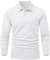 Rdruko Long Sleeve Golf Shirts for Men Smart Casual Breathable Polyester Work T Shirts Wicking Quick Dry Golf Tops with Pocket White 3XL