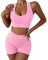 MAYROUND Workout Outfits für Frauen 2 Stück Gerippte Laufshorts mit Hoher Taille Workout Sport BH Set für Frauen Fitnessstudio Fitness Athletisch