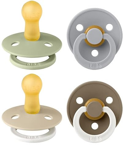 BIBS Colour Schnuller 4er-Pack, BPA-frei. 2 stück im Dunkeln Leuchtende, Kirschform Nippel. Naturkautschuk/Latex, Hergestellt in Dänemark. 6-18 Monate (4er Pack), Vanilla Glow Mix