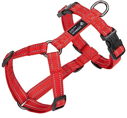 EXCELLENT ELITE SPANKER No Pull Dog Harness Reflective Nylon Vest L-Shaped Adjustable Easy Pet Harness for Small Medium Large Breeds Dogs Walking Training(L,RED)