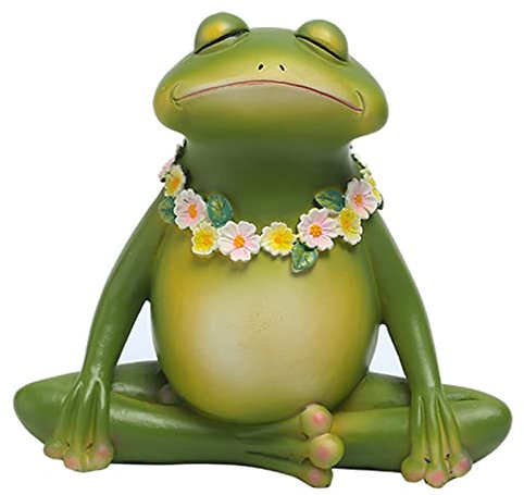 MFFIRE Yoga Frosch Gartenfigur,Realistische Grüner Frosch Skulptur Gartendeko Aus Harz Kreativ Ornament Für Draußen Balkon Veranda Wohnzimmer