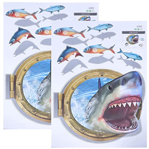 Warmhm 2stücke Wandtattoo Haie Unterwasserwelt Wandsticker Für Kinderzimmer Realistische Meerestiere Abnehmbar Und Kreative Deko Für Schlafzimmer Und Wohnzimmer