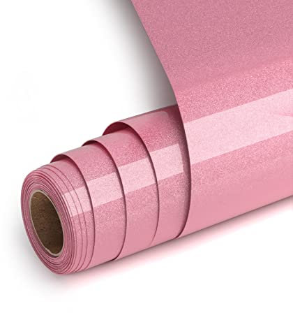 Plotterfolie Textil Glitzer Rosa, Flexfolie Plotter Textil 30.5x182cm Transferfolie Plotter Flexfolie für Cricut und Silhouette Cameo,Rosa Heat Transfer Viny Plotterfolie für Kleidung, Mützen