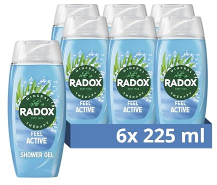 Radox Mineral Therapy Feel Active Shower Gel with Sea Salt & Lemongrass Scent - 225ml (Pack of 6)