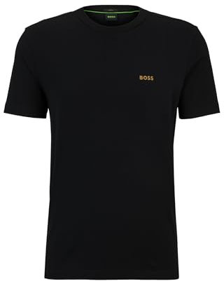 BOSS Mens Logo T-Shirt Short Sleeve Cotton Black/Gold XXL