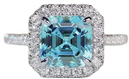 Verlobungsring, 18 Karat vergoldet, 925er Sterlingsilber, Smaragd, Aquamarin, hoher Karbon-Diamant, feiner Schmuck, Verlobungsring, 6 Aquamarin