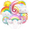 Regenbogen Geburtstagsdeko 6, Folienballon Wolken, Zahl 6 Ballon, Luftballons Wolken Quasten, Helium Ballon Sonne, für Jungen Mädchen Geburtstag Party Dekoration