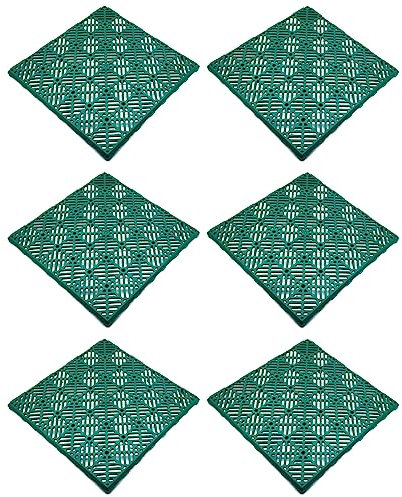 ACAN Tradineur - Pack 6 de Baldosas/Losetas para Exterior - Fabricado en Plástico - Ideal para Piscina, terrazas, jardín - Desmontable y Antideslizante - 30 x 30 cm - Color Verde