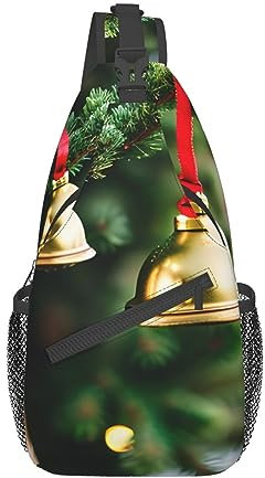 SSIMOO Happy Camper Vielseitiger Reise-Wanderrucksack, ideal für Outdoor-Radfahren, Brust-Schultertasche, Freizeit-Rucksack, Weihnachtsbaum und Glocken, One size