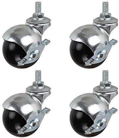 Stuhlrollen, drehbare Lenkrollen, 4 Stück Bürostuhl-Lenkrollen, 2 Zoll 50 mm Möbelkugelrollen, Nylonrollen, verzinkte Halterung, geräuschlos, mit Gewindestange M8/M10, for Sofa, Couchtisch, Aktenschrä