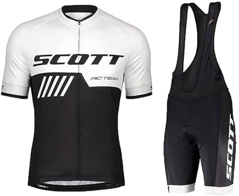 Herren Fahrradbekleidung Kurzarm set, Atmungsaktive Herrentrikot, Schnelltrocknend Radtrikots, Radhose mit Polsterung für Mountainbikes (Schwarz, L)