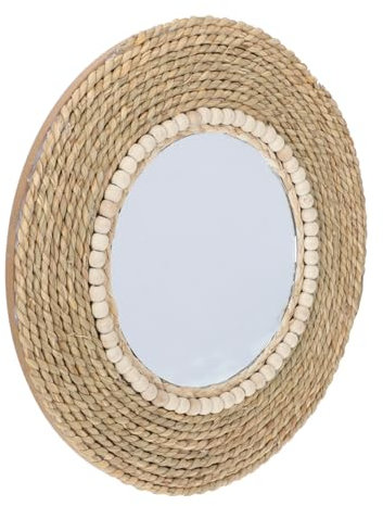 TOPBATHY Miroir Mural Corde De Jute Décoration Murale Créative pour Salon Et Chambre Miroir à Makeup Pratique Et Style Vintage Rustique