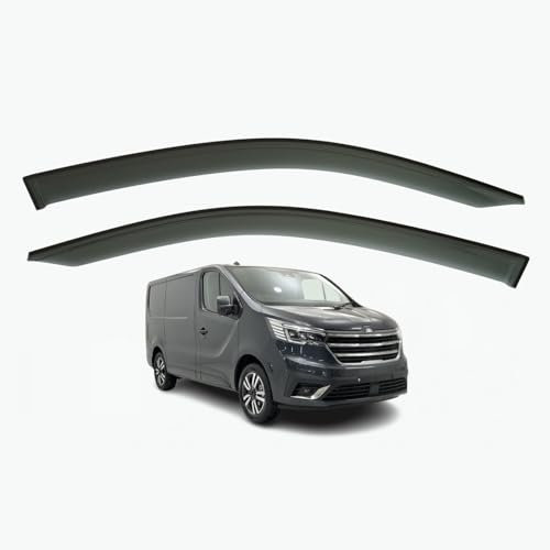AirFlux: 2 Stück Windabweiser, Modern, Dunkles Rauchgetönt, Selbstklebend, für Vans, kompatibel mit Renault Trafic 2014-2024, Opel Vivaro B 2014-2018, Nissan NV300 2014-2021