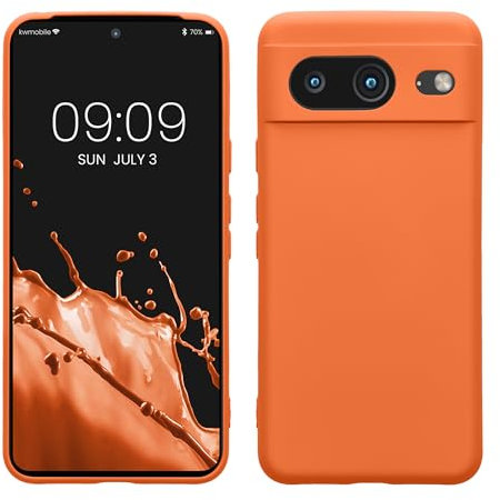 kwmobile Housse Compatible avec Google Pixel 8 Coque - Housse de téléphone en Silicone avec Protection Appareil Photo - Abricot Chaud