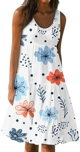 Sommerkleid Damen Cocktailkleid Damen Elegant Kleid Damen Leichte Freizeitkleid Mit Taschen Blusenkleid Damen Brautjungfernkleider Kleid Damen Sommer Damen Kleider Sommer Damen Kleider(2-Light Blue,S)