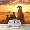 Erdmännchen auf der Wiese bei Sonnenuntergang Fototapete 3D Effekt 150 x 105cm Fototapeten Wandbild Motivtapeten Vlies-Tapeten Moderne Wandtapete Wand Wohnzimmer Spielzimmer Dekoration
