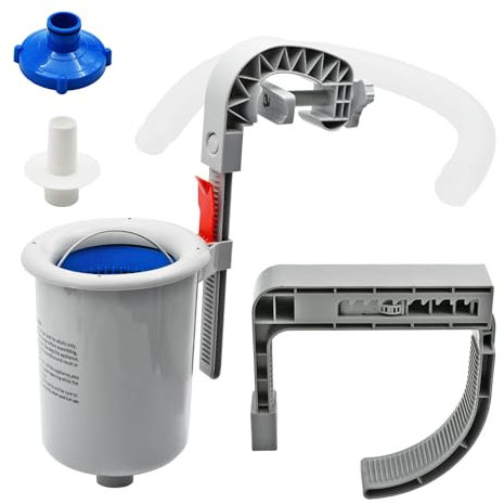 Skimmer de superficie de piscina sobre el suelo con cesta de skimmer desmontable, filtro flotante de piscina automático, skimmer de superficie de montaje en pared para collares inflables, marco de