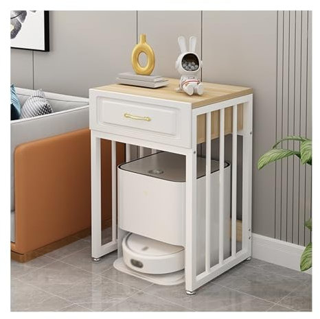 FUHAI-666 Kehrmaschine Regal Organizer Lagerschrank Bewegliches Aquarium Rack mit Rädern(White Frame+Light Walnut)