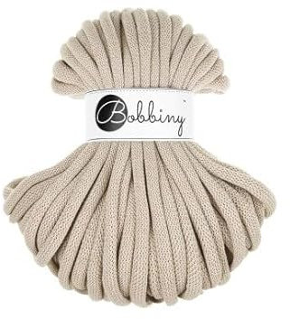 Flechtkordel Jumbo - 9mm - Baumwollkordel Baumwollgarn Garn Kordel Makramee Schnur Kordelband Natur Baumwolle DIY-Basteln 30m - Beige