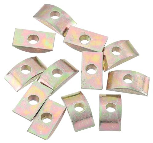 sourcing map 20 arandelas de tuerca de media luna M6, arandelas de bloqueo de media luna sólidas de hierro, accesorios de conector espaciador, bronce