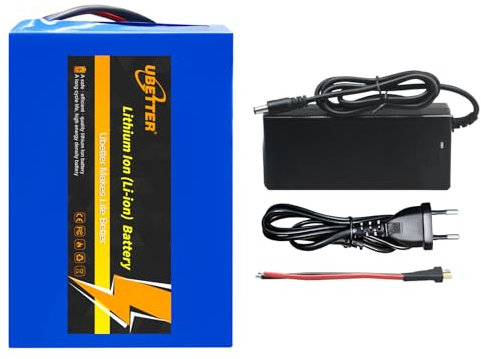 UBETTER 36V Ebike batteria 20Ah al litio batteria di ricambio per bici elettrica con caricatore rapido 2A, spina a T e BMS 30A, per 100-1000W bici elettrica, e-bike, e-scooter, e-motor