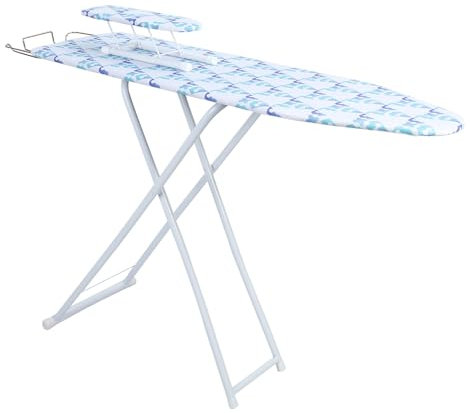 Tneukoom 42 Inch Premium Foldable Ironing Board with Anti-Slip Feet - Heat-Resistant, Adjustable Height, and Easy Storage for Home Use Neon blue with a white cast