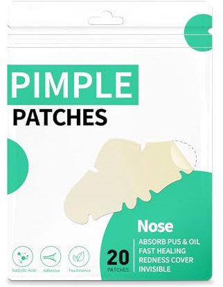 20 Stück Pimple Patches für die Nase XL Hydrokolloid Pickel Pflaster für die Nacht Anti Akne Pflaster Spotabdeckung mit Teebaumöl Salicylsäure Anti Akne Patch